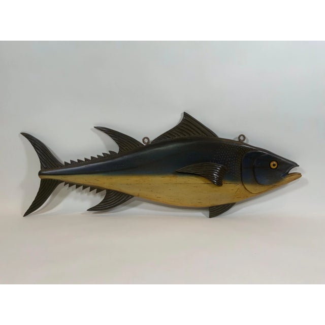 Carved and Painted Tuna Fish Carving For Sale - Image 9 of 10