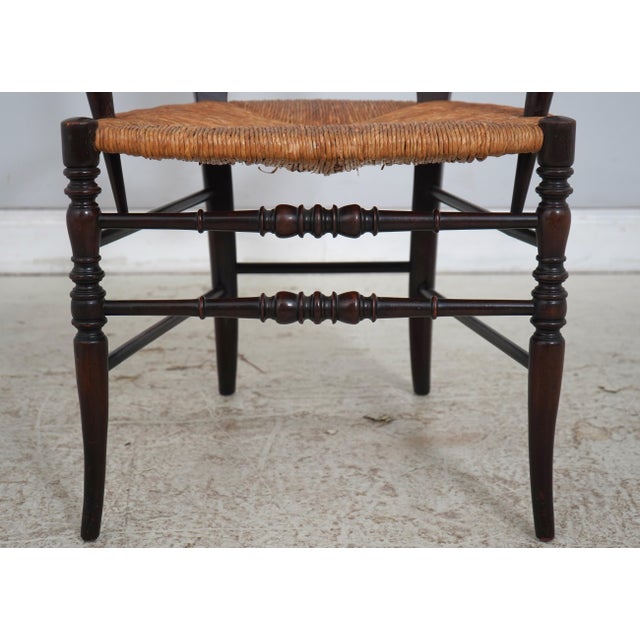 English Victorian Woven Rush Seat Open Armchair For Sale - Image 11 of 18