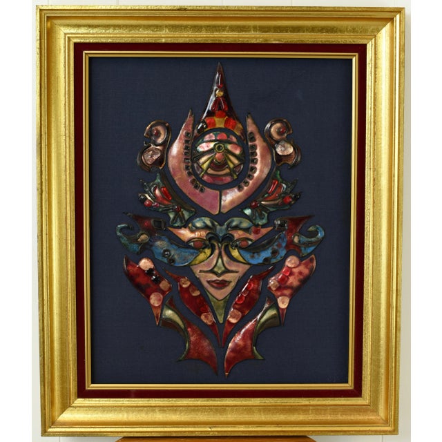 Mid Century Modern Copper Enamel Face Mask Sculpture For Sale - Image 11 of 11