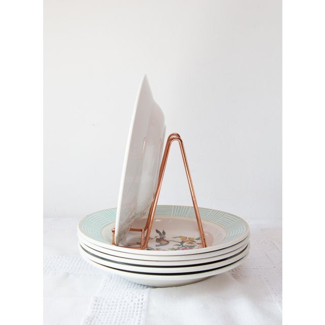 French Earthenware Deep Plates with Bird of Paradise Decor from Digoin Sarreguemines, 1960s, Set of 12 For Sale - Image 4 of 7