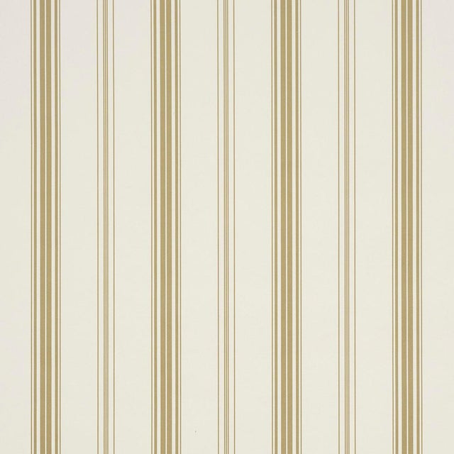 Schumacher Coco Stripe Wallcovering In Neutral For Sale In New York - Image 6 of 6