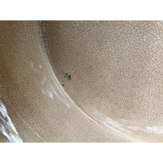 Large Antique Turquoise Blue Footed Vine & Scroll Punch Bowl For Sale - Image 10 of 10