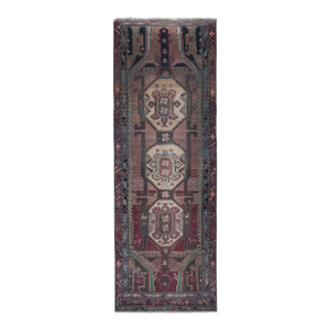 Hand-Knotted Caucasian Animal Runner Rug 3'9'' X 10'6''
