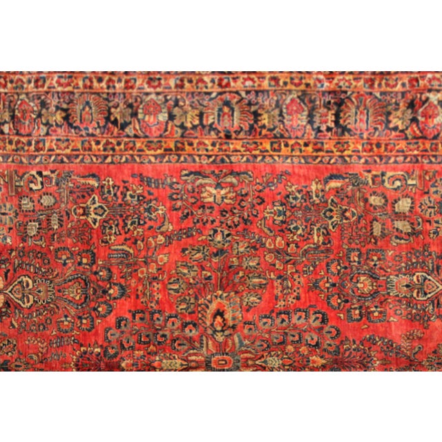 Textile Vintage Persian Sarouk Oriental Rug, in Room Size, with Intricate Floral Design For Sale - Image 7 of 7