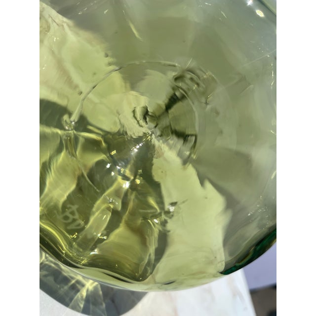 Vintage Signed Hand Made Glass Wrap-Around Vined Stem Gourd Pumpkin Vase For Sale - Image 4 of 4