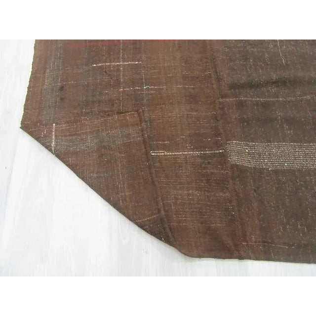 Mid 20th Century Vintage Handwoven Brown Kilim Rug - 6'4" x 12'4" For Sale - Image 5 of 6