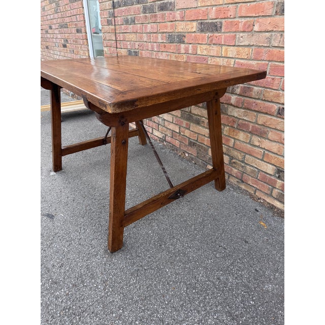 English 19th Century Desk Table With Metal Accents For Sale - Image 3 of 14