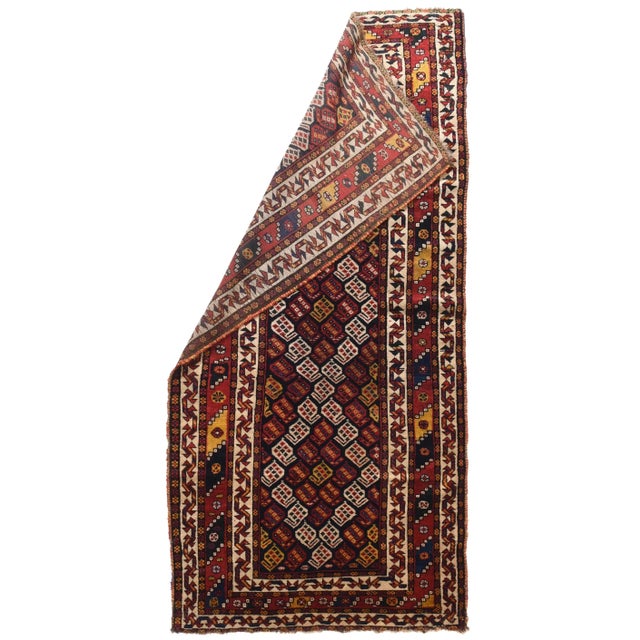 From SW Persia, and from either the Luri or Khamseh tribal groups, this well-colored, naturally paletted piece shows a row...