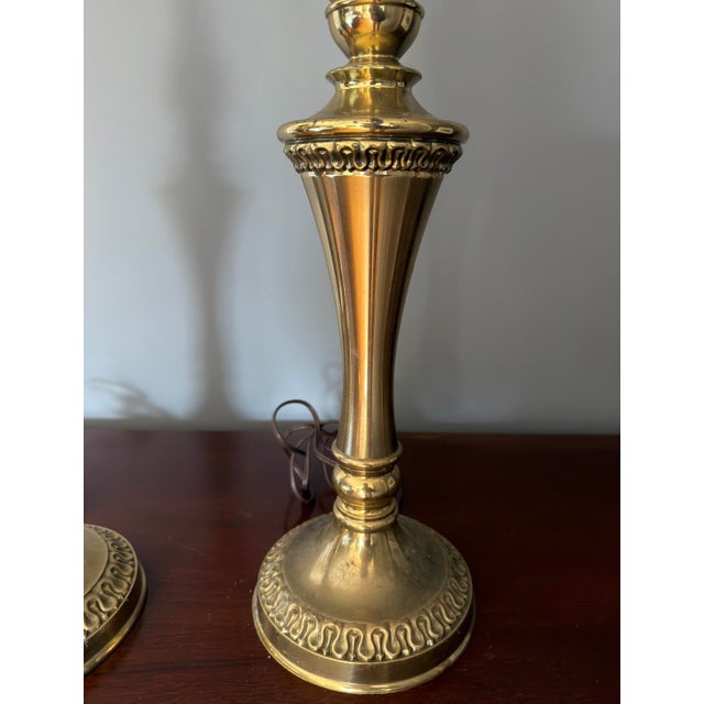 Campaign 1980s Neoclassical Brass Olympic Torch Lamps For Sale - Image 3 of 7