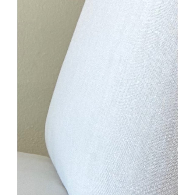 Contemporary Ebony and White Linen Dining Chairs For Sale - Image 11 of 11