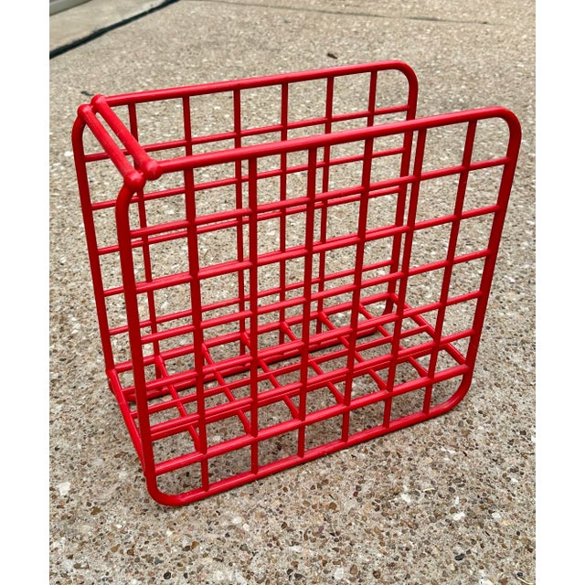 1982 Vintage Yaffa Red Plastic Grid Record Magazine Rack Holder ...