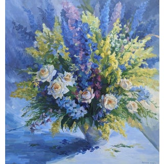 Ivanna Hamuliak Floral Still Bouquet Original Oil Painting on Canvas For Sale