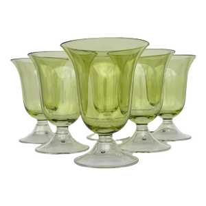Set of Six Adriana Water Glasses, Green.