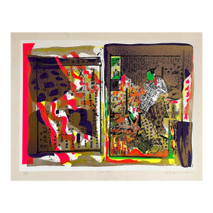 Ushio Shinohara Silkscreen Day Glo Fluorescent 1960's Japanese Pop Art Print Samurai Kimono c.1969