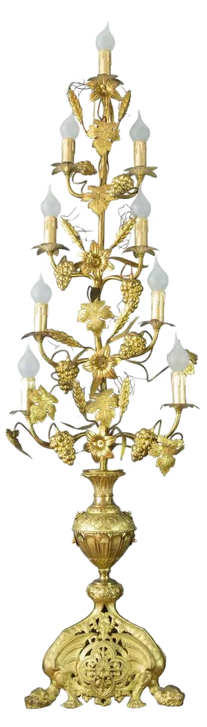 Gilt Brass and Bronze Electrified French Candelabra