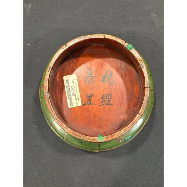 Wood Vintage Wooden Asian Decorative Bowls in Avocado Green - A Pair For Sale - Image 7 of 9