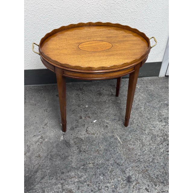 Kittinger 20th Century Oval Side Table With Scalloped Gallery For Sale - Image 9 of 12