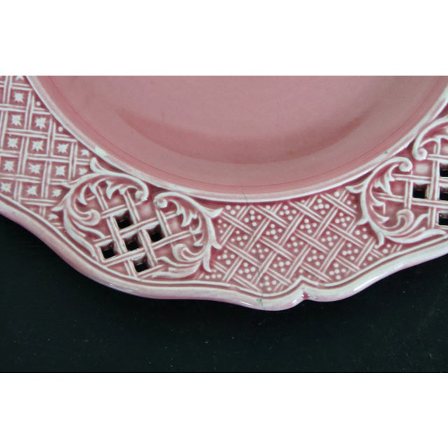 Early 20th Century Early 20th Century Austrian Hungarian Scalloped Pierced Reticulated Basketweave Lattice Plates- Set of 3 For Sale - Image 5 of 10