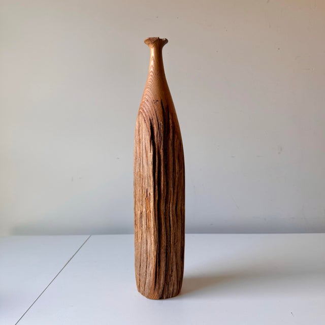Mid-Century Modern Late 20th Century Turned Live Edge Wood Bottle Vase For Sale - Image 3 of 8