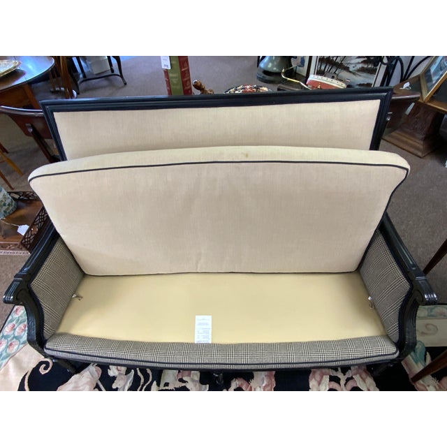 Black 20th Century Louis XVI Style Settee With Black Painted Frame For Sale - Image 8 of 11