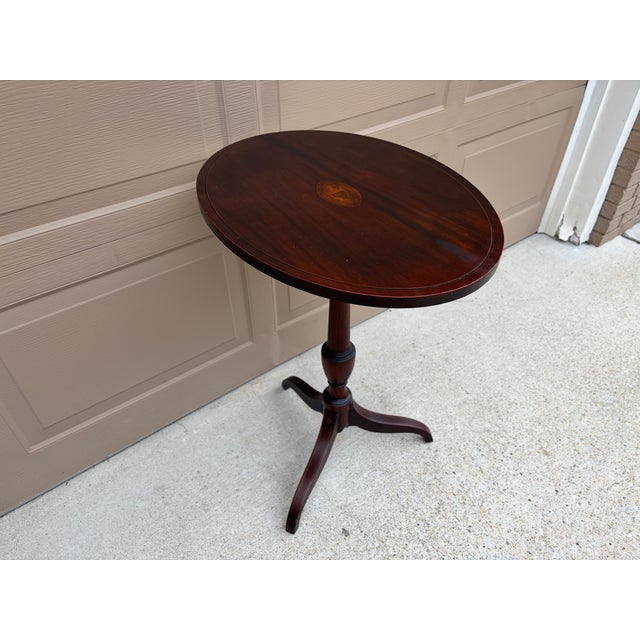 Wood 1938 American Museum Collection Federal Mahogany Tilt-Top Table With Eagle Inlay For Sale - Image 7 of 17