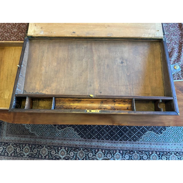 Antique Oversized Portable Oak Writing Desks With Hidden Drawer For Sale - Image 14 of 18