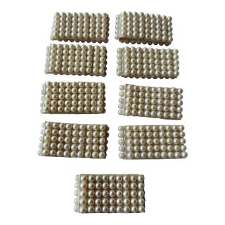 Mid 20th Century Faux Pearl Napkin Rings - Set of 9 For Sale