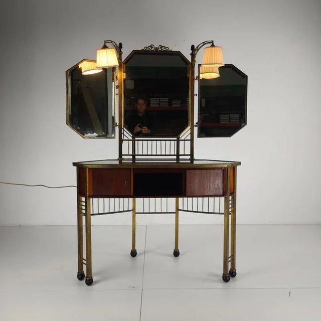 1930s Vintage French Brass Dressing Table, 1930 For Sale - Image 5 of 18