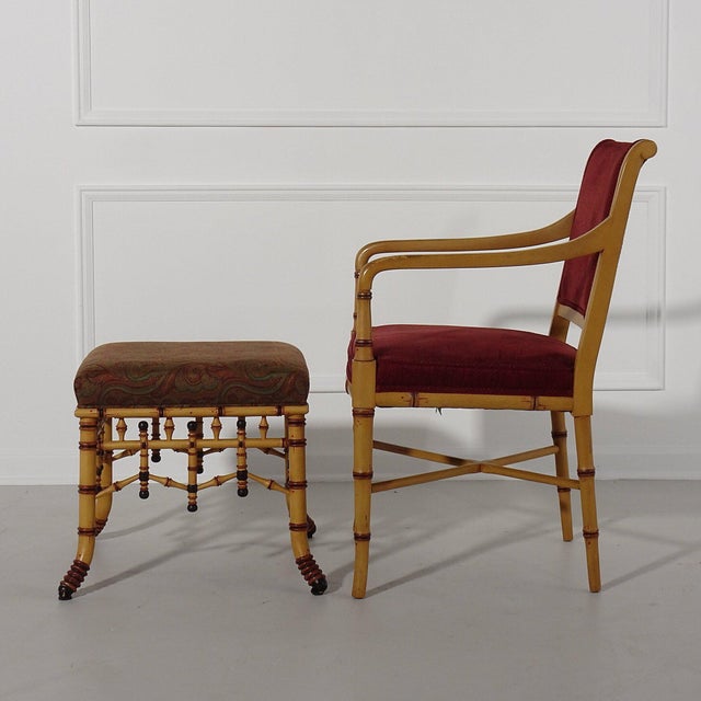 Faux Bamboo Chair And Stool By Hickory Furniture Chairish