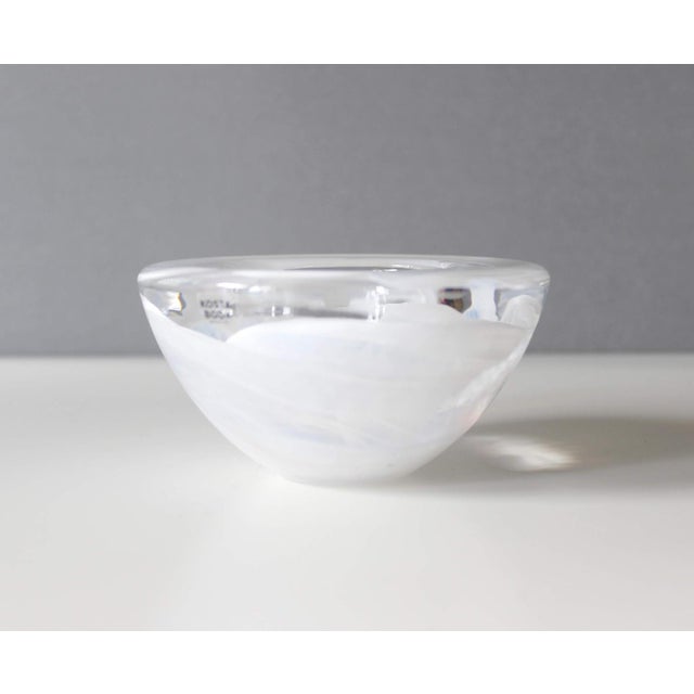 Kosta Boda Atoll Glass Votive Candle Holder White Swirl Art Glass Anna