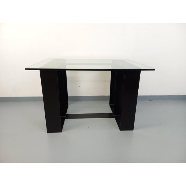 Mid-Century Modern Vintage Rectangular High Table in Glass and Black Metal, 1980s For Sale - Image 3 of 18