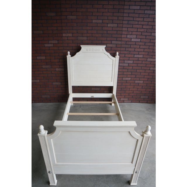 Swedish Ethan Allen Carved Panel Twin Bedframe For Sale - Image 9 of 10