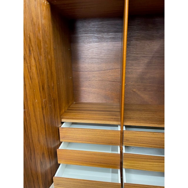 Mid Century Modern Danish Modern Teakwood Double Door Armoire 20thC For Sale - Image 14 of 17