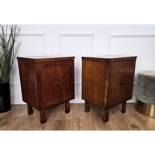 Mid-Century Modern Italian Wooden Nightstands, 1950s, Set of 2 For Sale - Image 9 of 11