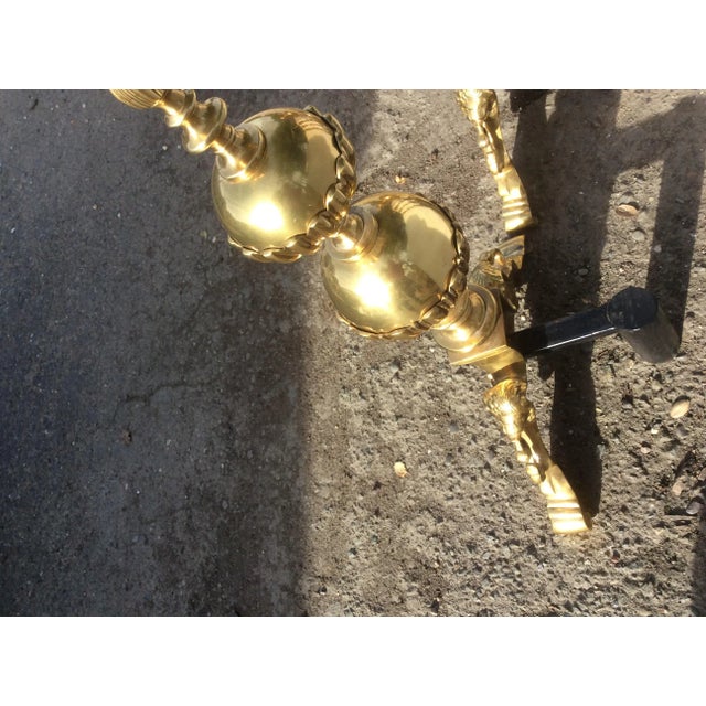 English Style Brass Lion Andirons - a Pair For Sale - Image 10 of 11