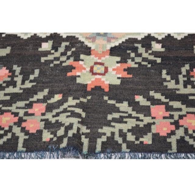 Vintage Bessarabian Floral Hand Made Organic Wool Natural Color Kilim,6'7"x9' For Sale - Image 4 of 6
