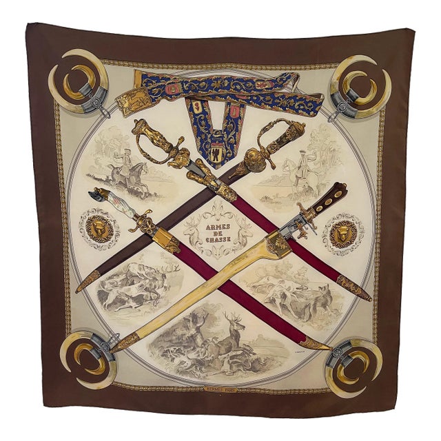 Hermès Armes De Chasse 1970 Foulard En Soie Ledoux Philippe For Sale