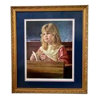 Vintage Jim Daly Signed & Numbered Limited Edition Americana Print “Secret Admirer” Exquisitely Framed and Double Matted Excellent Condition. For Sale