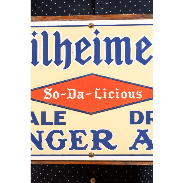 American Seilheimers Porcelain Ginger Ale Advertising Sign, C. 1930s For Sale - Image 3 of 5