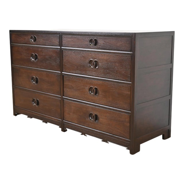 Michael Taylor for Baker Far East Collection Walnut Double Dresser, Newly Refinished For Sale