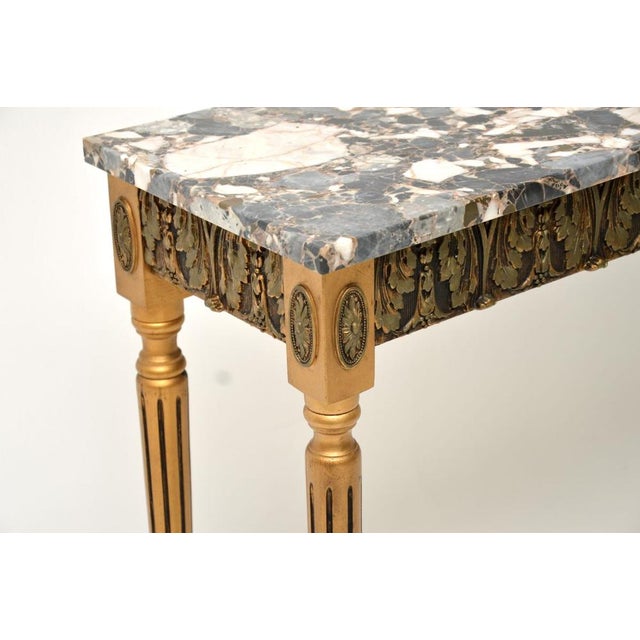 Vintage French Console Table in Gilt Wood with Marble Top, 1930 For Sale - Image 6 of 8