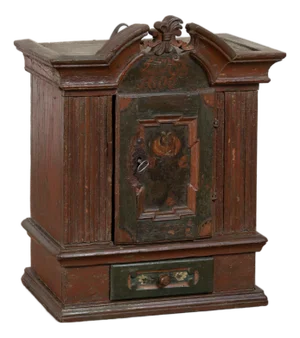 Original Painted Swedish Hanging Cabinet, Dated 1800