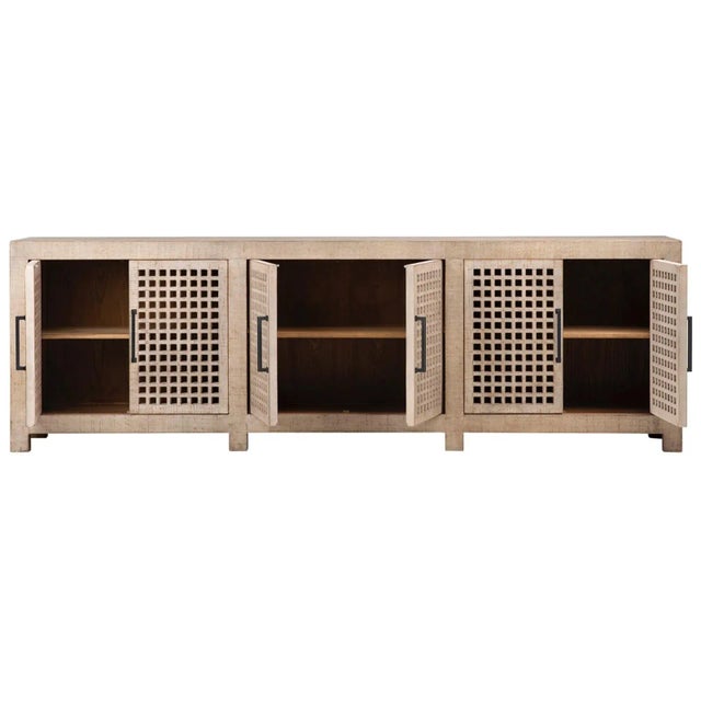 Farmhouse Modern Wood Lattice 6-Door Sideboard For Sale - Image 3 of 9