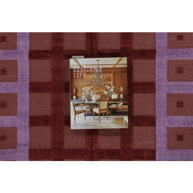 Rug & Kilim’s Indian Dhurrie Rug in Red and Purple Geometric Pattern For Sale - Image 9 of 9