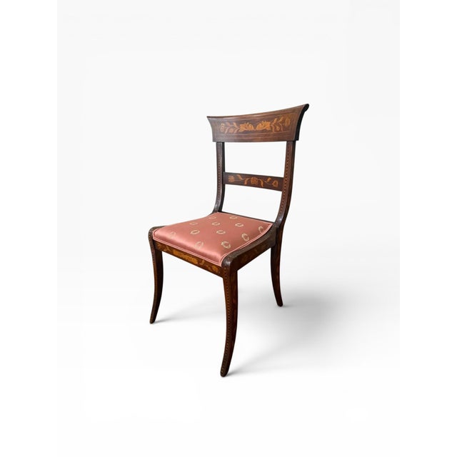Late 19th Century Dutch Regency Satinwood & Mahogany Marquetry Side Chair For Sale - Image 4 of 11