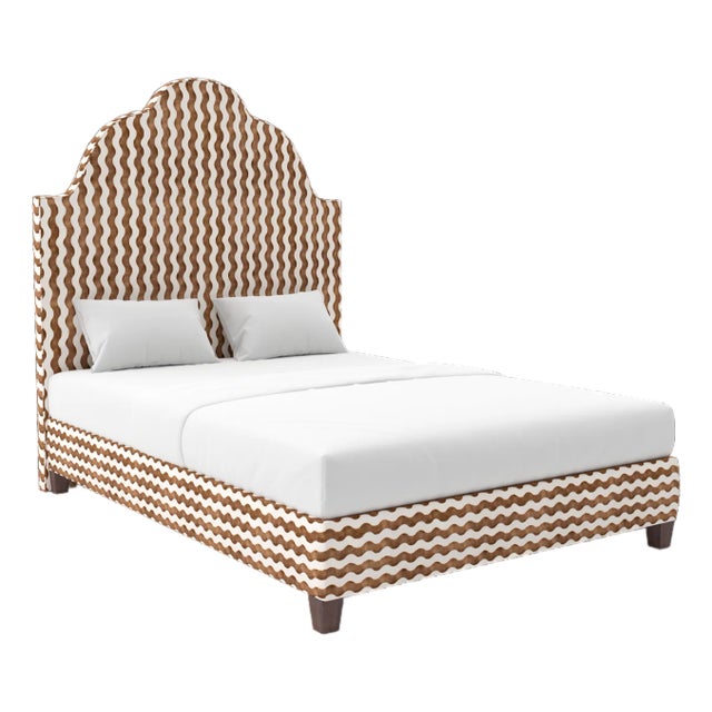 Cascade Bed in Schumacher The Wave Velvet, Chocolate - King For Sale