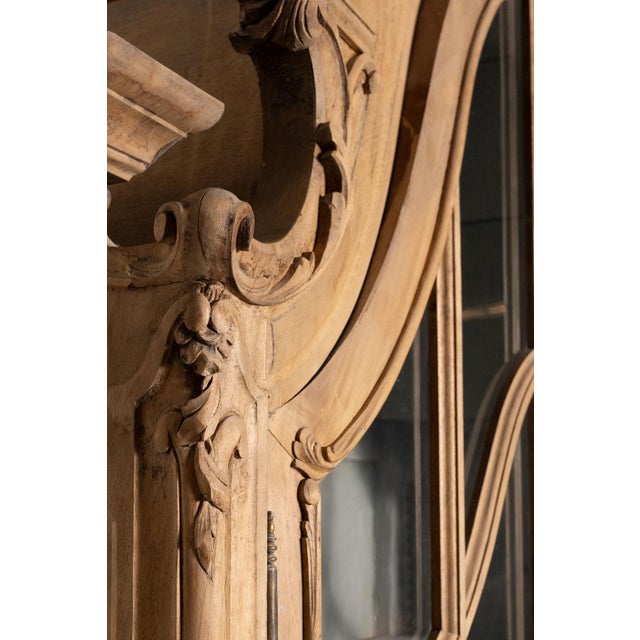 Tan Large Antique French Walnut Buffet Deux Corps With Arched Vitrine Top For Sale - Image 8 of 18