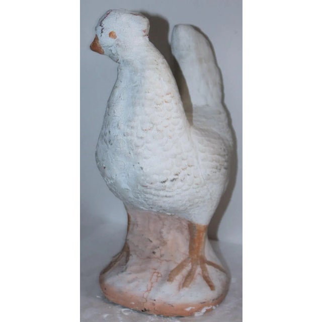 20thc original painted concrete chicken right off the farm. found in the mid west. The condition is very good with wear...