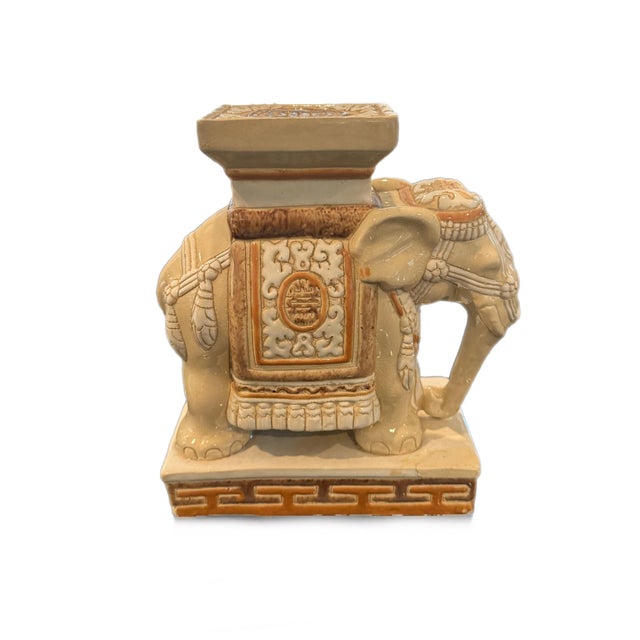 1970s Neutral Shades Elephant Plant Stand For Sale - Image 4 of 9