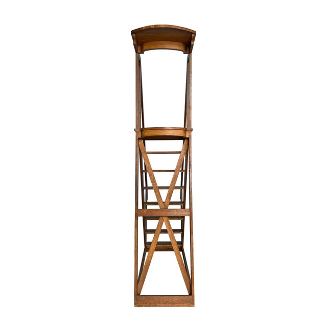1900 - 1909 Early 20th Century French Oak Library Ladder For Sale - Image 5 of 11